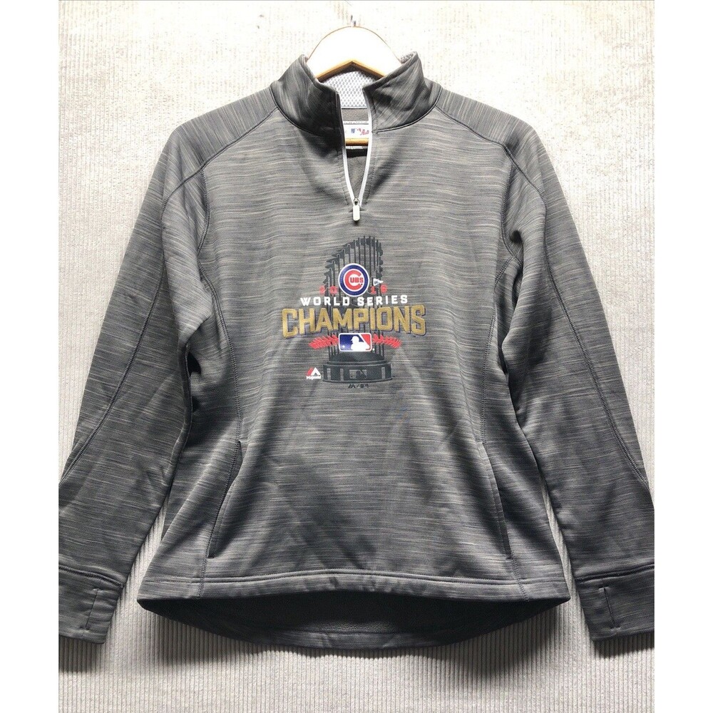 Thermabase Majestic Sweatshirt Women’s Size M Gray Cubs Champions Thumbholes